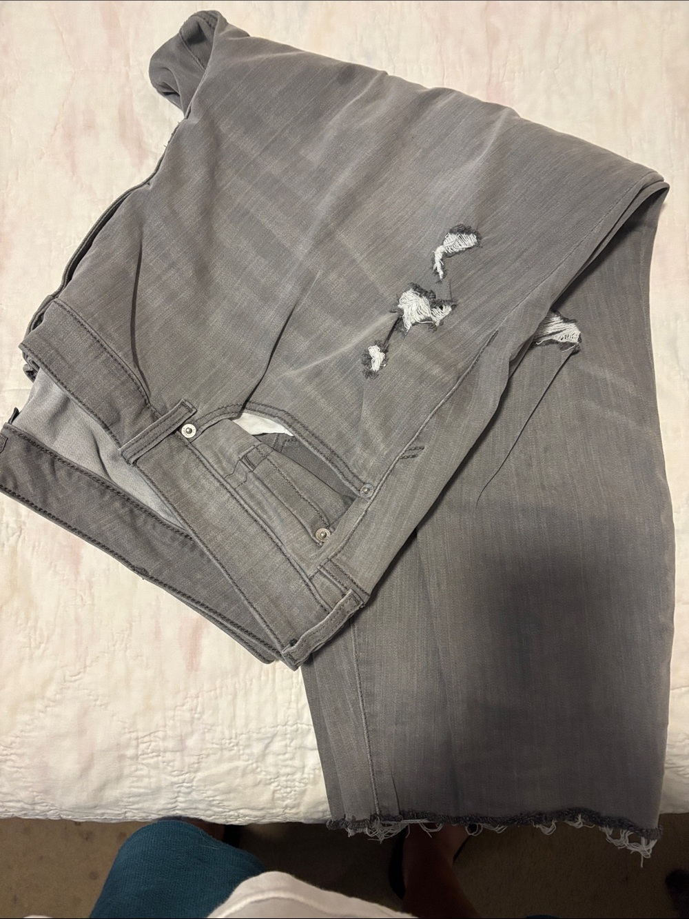 torrid Gray Distressed Denim Capris